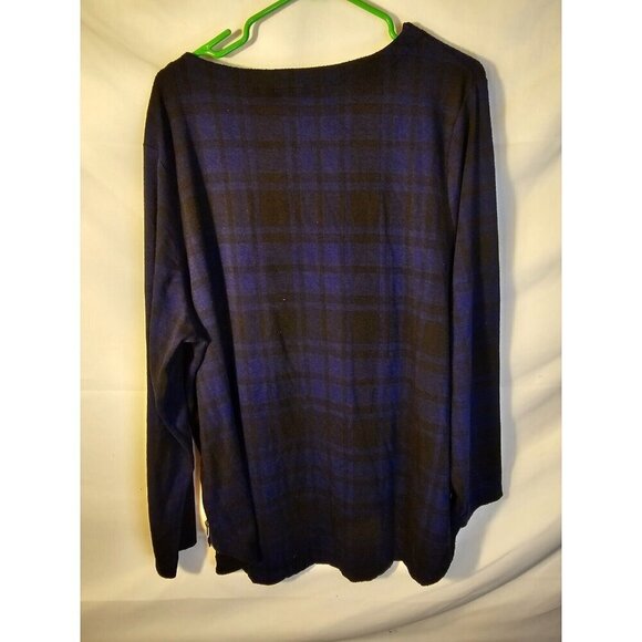 Croft & Barrow Navy Plaid Tunic Top Shirt Blouse Fall Long Sleeve Womens Plus 2X - Picture 3 of 3